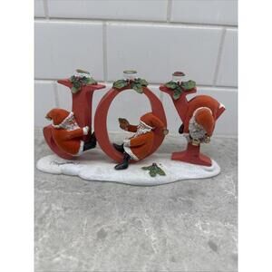 Hallmark Natures Sketchbook Marjolein Bastin Christmas JOY Santa Candle Holder